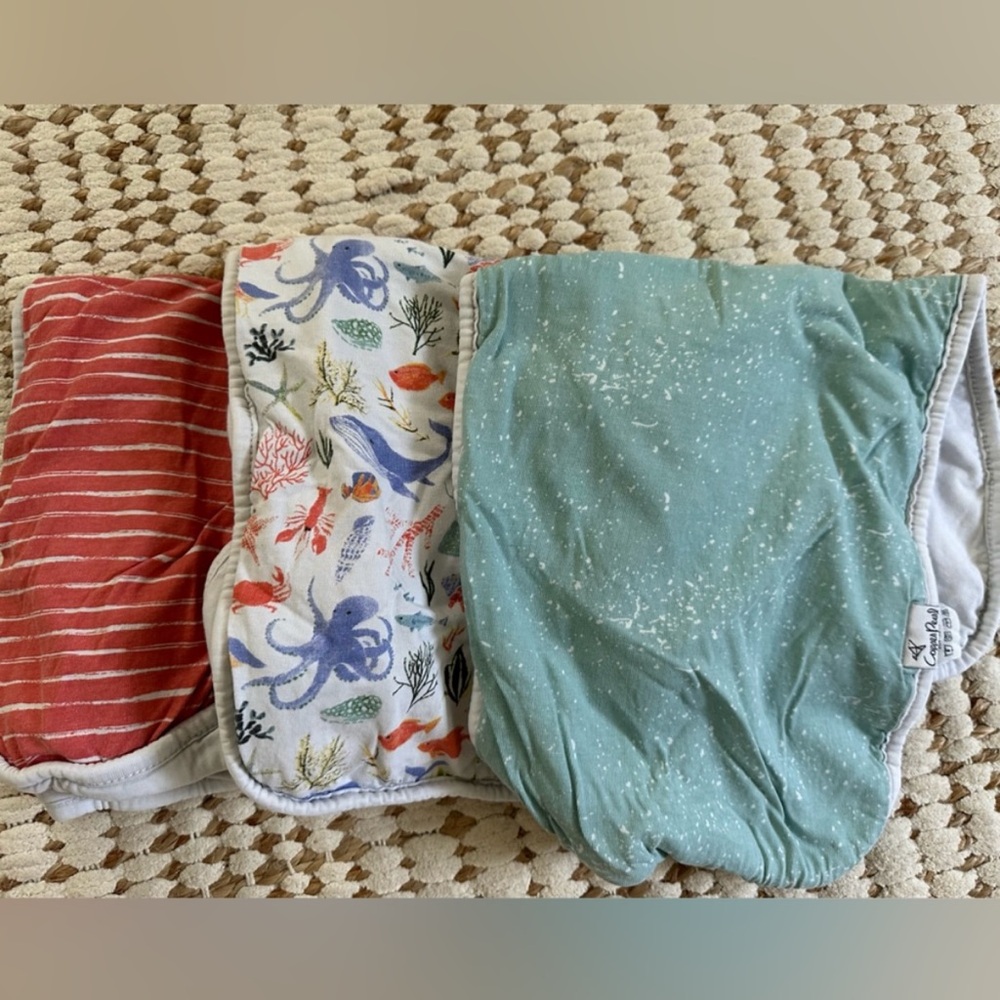 Copper Pearl burp cloths